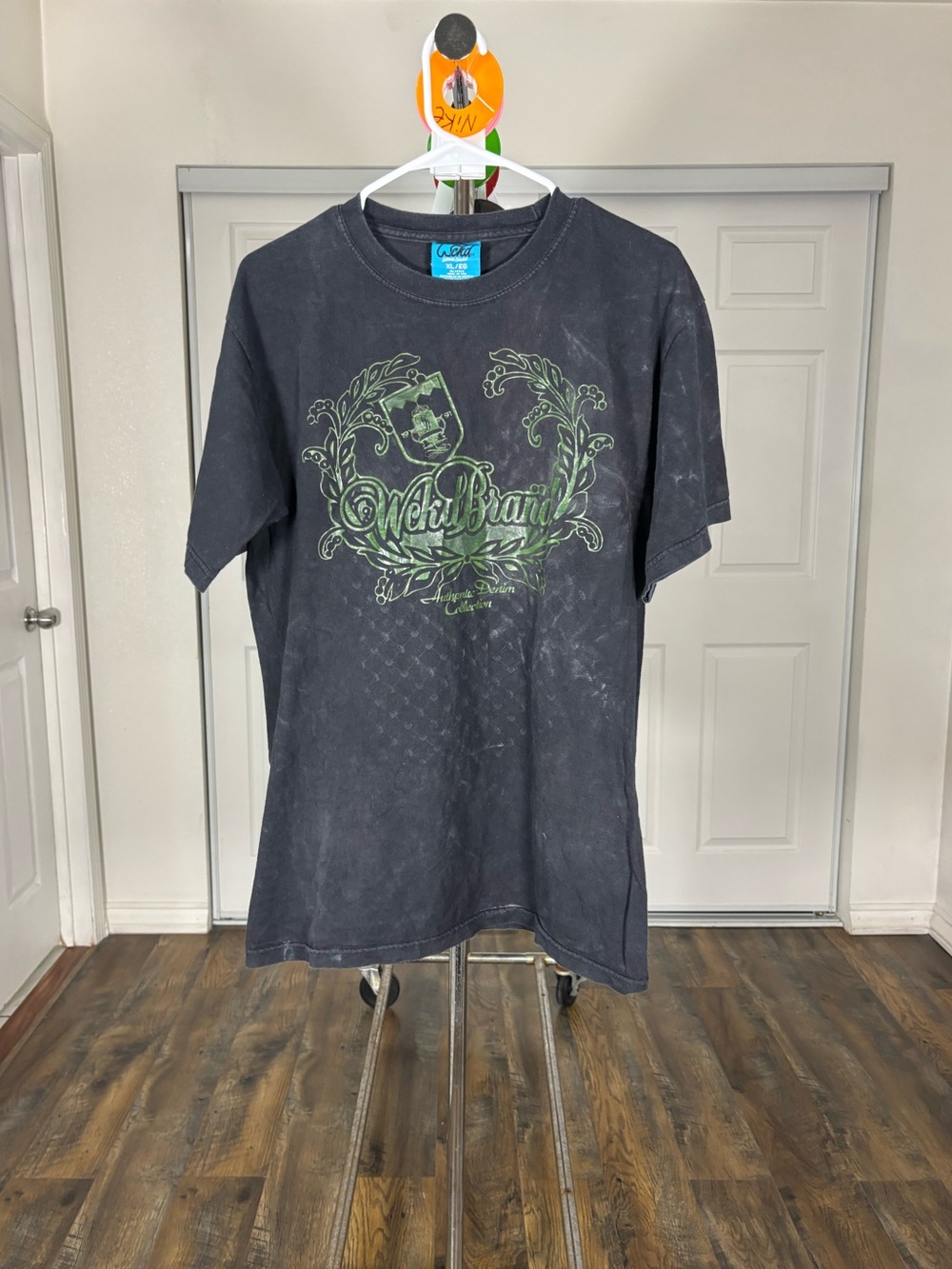 Wckd brand Tee with Neon Green Graphic Tag Detail